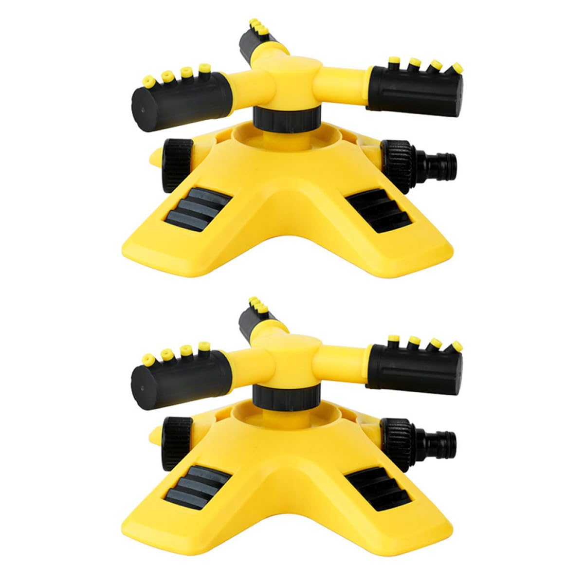 Hemobllo Système D'irrigation de Jardin 2 Pièces Arroseur Rotatif Automatique 360° pour Pelouse et Potager Couverture Large Jaune