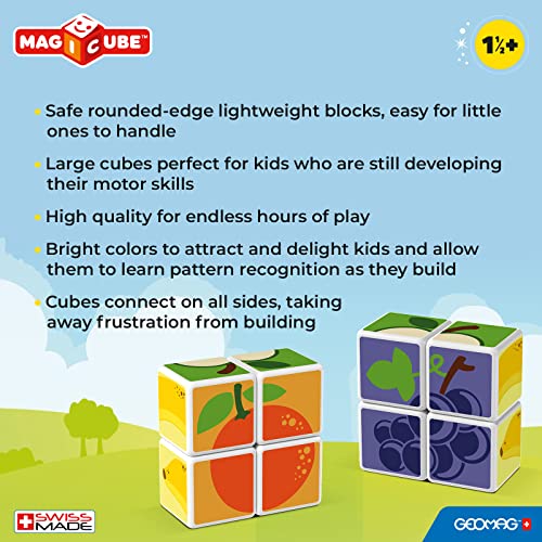 Geomag MAGICUBE Fruit 4 Cubes Magnétiques Blocs de Construction Éducatif pour Enfants dès avec 6 Idées de Construction Développe la Créativité et la Dextérité Fabriqué en Suisse - vue 3