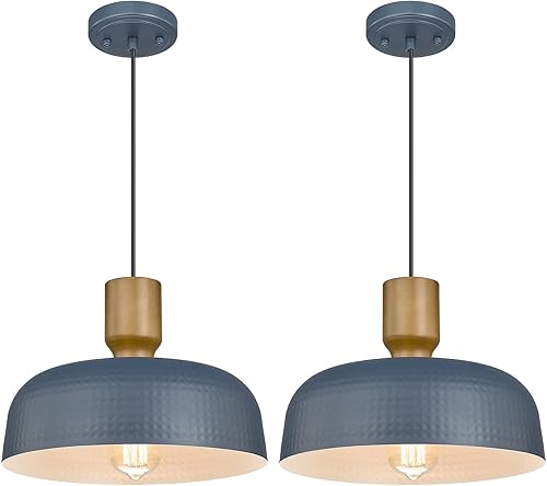 Darkaway Lámparas colgantes de techo con pantalla de metal martillado, lámpara colgante moderna para iluminación de isla de cocina, lámpara colgante