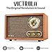 Victrola Willow – Retro Wood Bluetooth Radio with Built-in Speakers: Elegant & Vintage Design, Rotary AM/FM Tuning Dial, Bass & Treble Control, Wireless Streaming (Walnut)
