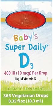 Baby's Super Daily D3, Drops, 400 IU 10 mcg per Drop, Vegetarian, Unflavored, 365 Drops