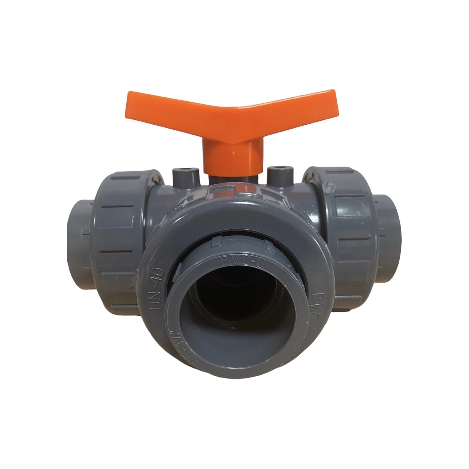 HAF® Valvola A Sfera In PVC-U Con Foro A T, 3 Attacchi A Bicchiere Da 50 Mm, Per Tubi Piscina E Irrigazione, Grigio