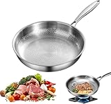 Generisch Okura Titan Pfanne, Unbeschichtete Bratpfanne, Kratzfest & Antihaft, Antihaft-Pfanne mit Deckel, Kratzfest & füR Alle Herdarten(Ohne Deckel,30cm)