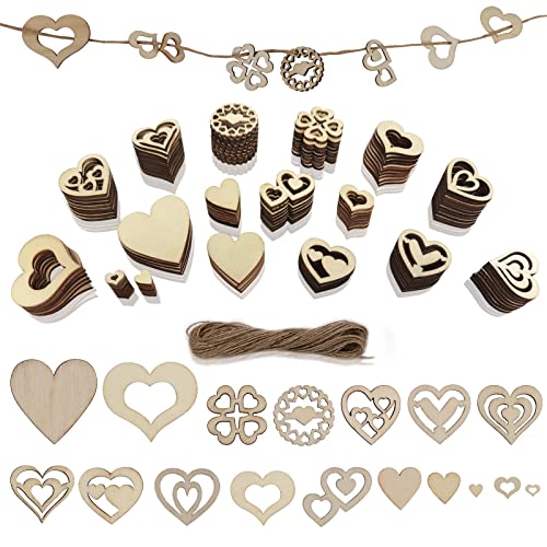 QUOTRE 500 Pezzi Cuori in Legno Naturale