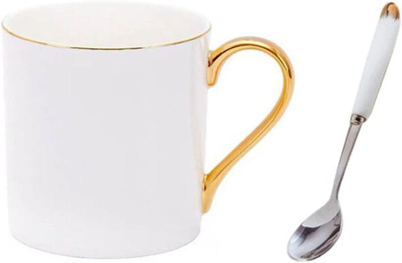 Bone China Porcelain Tea Cup, 12oz Coffee Mug for Home Kitchen Office - Pure White