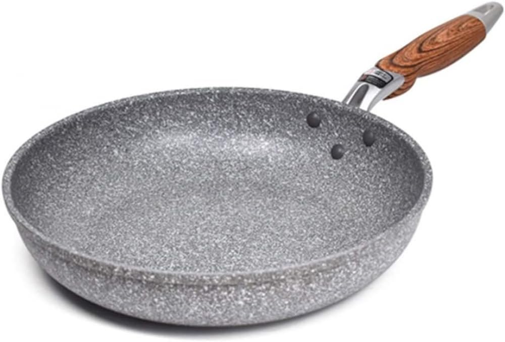 ASerZenith Maifan Stone Pan Frying Pot Non-Stick Wok Household Flat Bottom Wok Induction Gas Cooker Cookware-28Cm