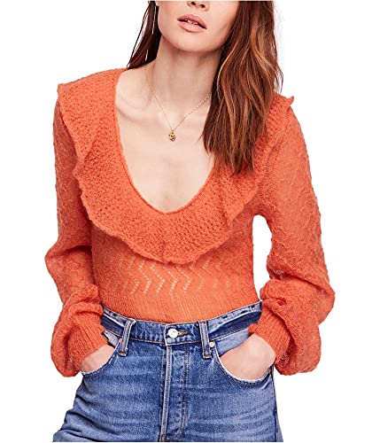 Pull orange col volanté Macaroon Free People taille L