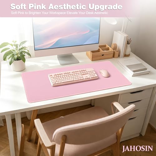 Image of Pink Desk Mat,Large Gaming Mouse Pad 27.5x11.8In(70x30 Pink) | Extended Mouse Pad for Keyboard and Mouse,Non-Slip Rubber Base,Stitched Edges,Smooth Cloth Desk Pad for Gamer /Desktop /Office