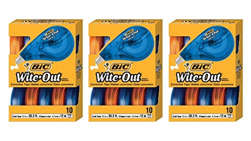 BIC Wite-Out Brand EZ Correct Correction Tape, White, 30-Count