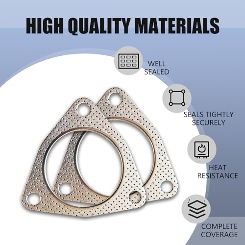 cerfioo 2 PCS Car Exhaust Gasket with Ring, Durable Metal Vehicle Exhaust Flange Gasket Replacement, Thickened Design, Universal Automotive Exhaust Turbo Accessorie for Truck SUV Car (Silver #63MM)