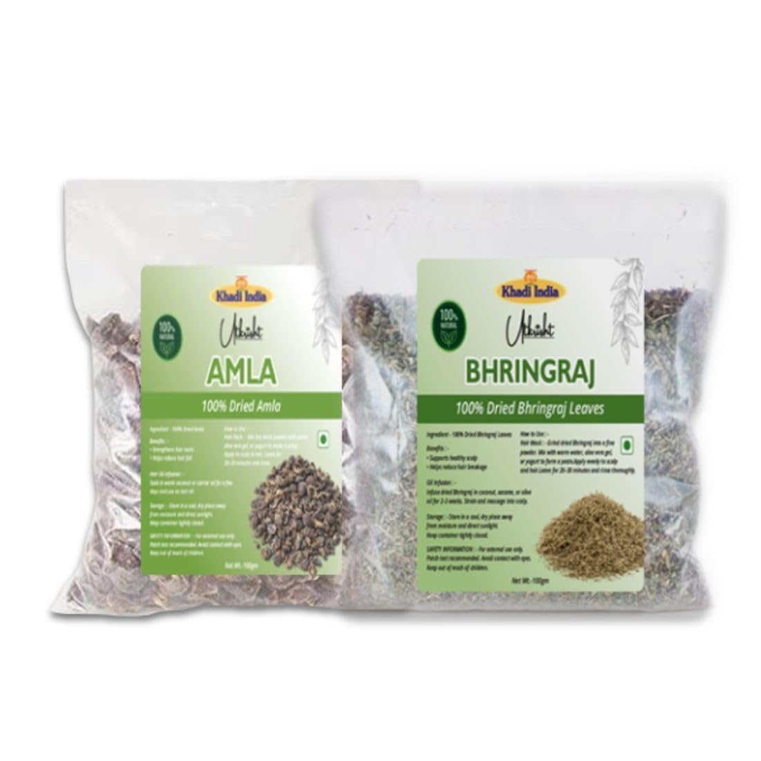 Khadi Utkrisht Herbal Hair Care Combo – Dried Amla & Bhringraj for Hair Growth and Strong Roots - Pack of 2