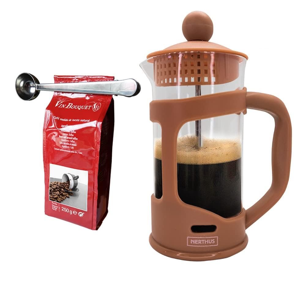 Nerthus Cristal Set Fih 1145 Cafetera Francesa De Émbolo 350Ml. Teja + Pinza Y Cuchara