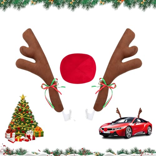 Angooni Rentier Auto, Rentier Kostüm Auto, Geweih Deko für Auto,...