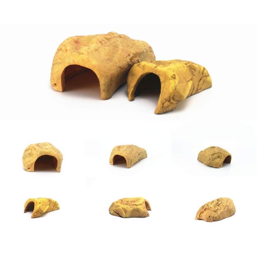 Escondite de reptiles, caja de cueva de reptiles para acuario de anfibios, decoración de esquina de hábitat, escondites de tortugas, serpientes lagarto, accesorios, adornos (23,5*13,5*9 cm)
