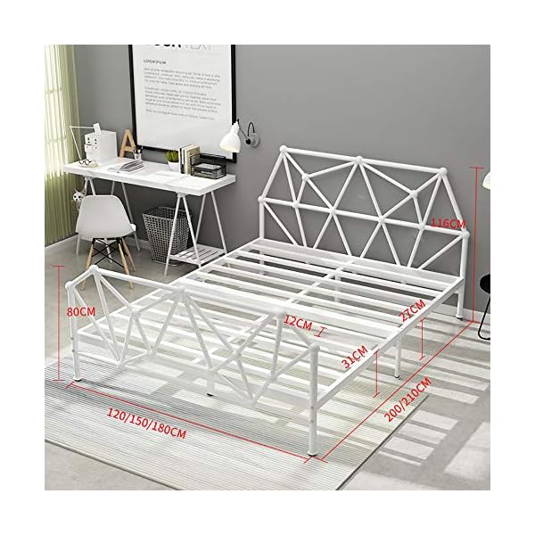 VBARV Stylish Style Metal Bed Frame, Solid Double Bed Frame, with Headboard and Footboard, Premium Steel Slat Support, with Large Storage Space, Easy Assembly, Multiple Size - Image 7