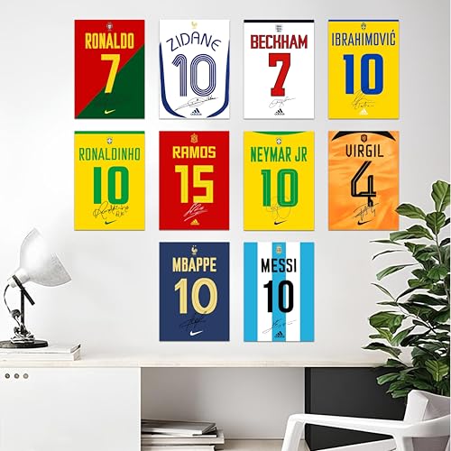 Image of Posternet Football Player Inspired Poster Set of 10 | A4 Size (8.3x11.7 Inch) | Premium 300 GSM Wall Posters for Room Decor | Sports Theme Wall Art for Bedroom, Office & Gaming Setup