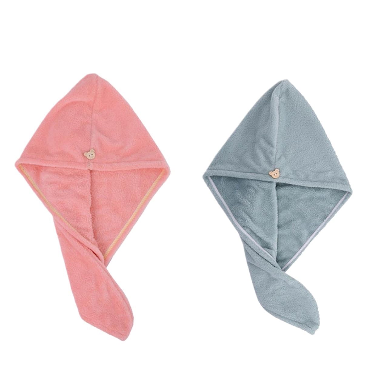Haar-Turban, Schnelltrocknende, super saugfähige Haartrocknungskappe, Turban-Handtuch, Mehrfarbig, 4er-Pack(Pink-Grey)