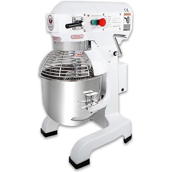 Beeketal BSM20a Professional Dough Kneading Machine with Planetary Mixer 19 Litre Capacity 3 Levels 110 170 420 rpm Kneading Machine Including Dough Hook Whisk and Flat Stirrer - Painted White