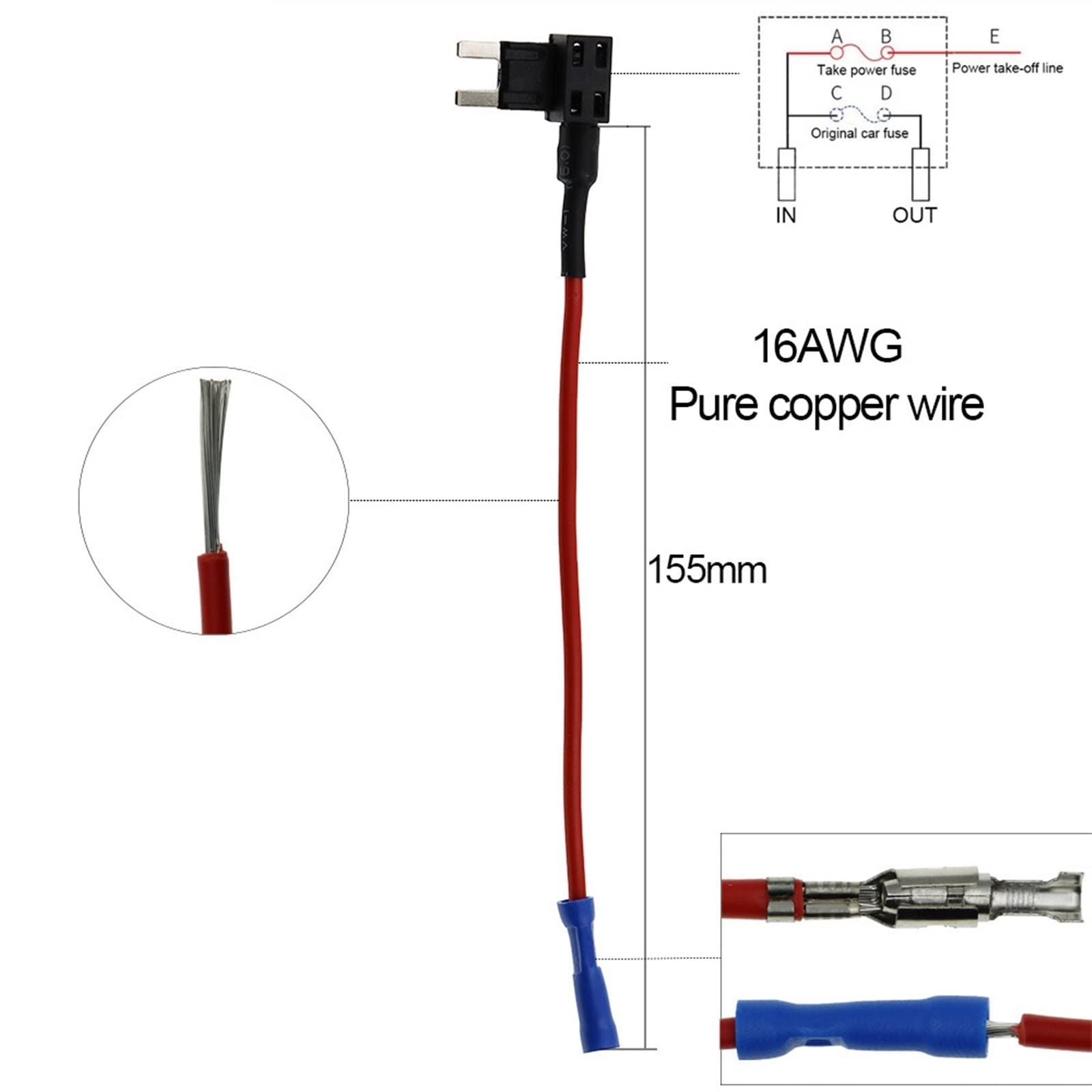Portafusibile 12V Adattatore TAP Add-a-Circuit Micro Mini Standard ATM APM Fusibile automatico lama con fusibile auto lama 10A con supporto RQLVZHGK