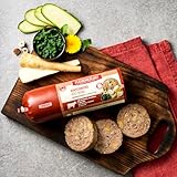 Fleischeslust Hundewurst | Rindermenü mit Pastinake, Haselnuss & Seealge | Futterbox (6x800g) | Nassfutter | schnittfest | getreidefrei | Alleinfuttermittel für Hunde
