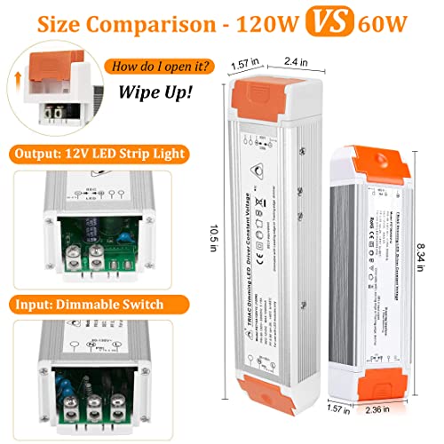 Pilote LED 12V 120W variable transformateur DC pour ruban fixe - 4