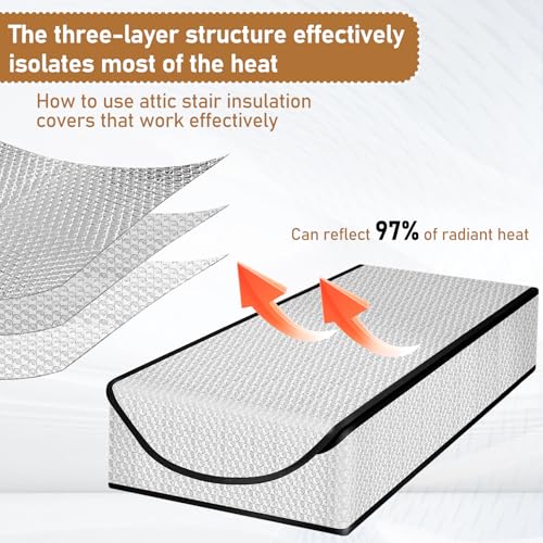 Dachbodentreppen Isolierung Abdeckung 63 x 137 x 27,9 cm，Dachbodentreppen Isolierabdeckung, Dachboden Treppe Isolierabdeckung für herunterziehbare Treppe, Dachboden, Dachboden, Treppenleiter