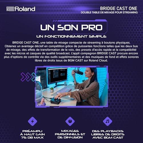 Interface de streaming Roland BRIDGE CAST ONE table de mixage audio dual pour gaming - 3