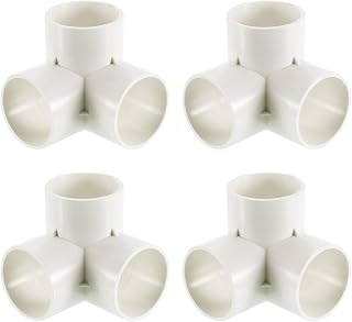 sourcing map Accesorios de PVC de 1-1/2 pulgadas, 4 conectores de codo de 3 vías, accesorios de esquina de PVC para suministros de agua, muebles de PVC, conexión de tienda de campaña, color blanco