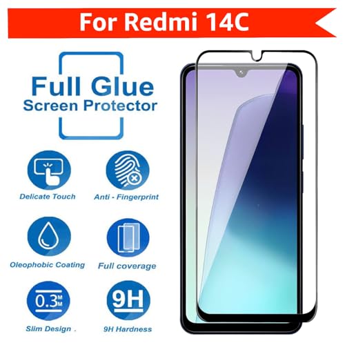 Image of POPIO Military-Grade Gorilla Tempered Glass for Xiaomi Redmi 14C | 9H Hardness, Edge-to-Edge, Bubble-Free