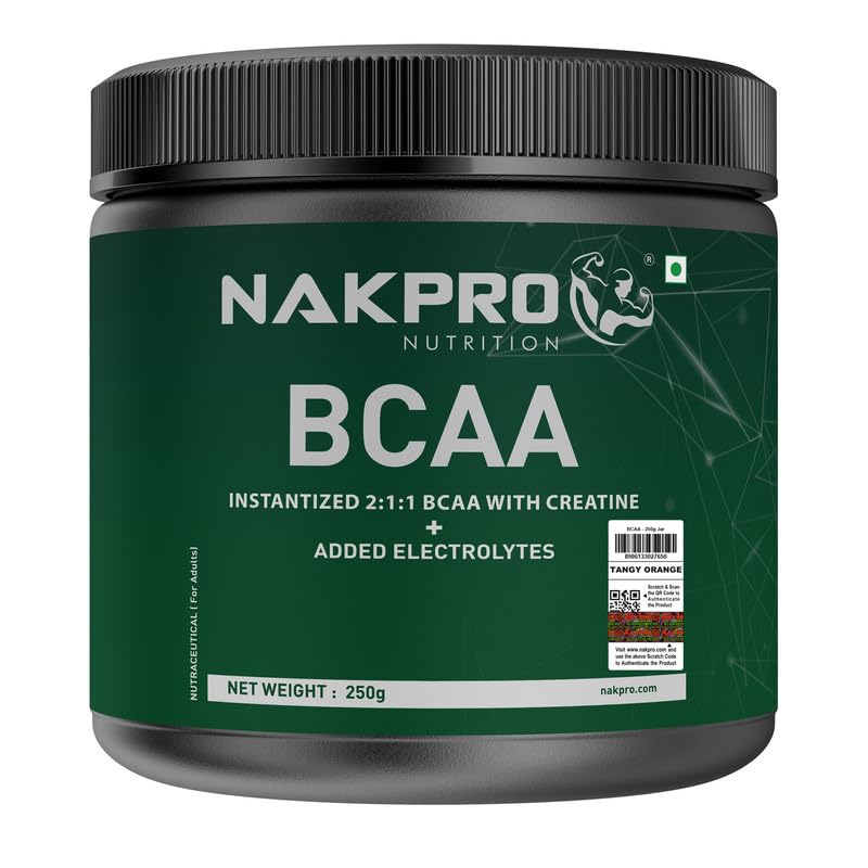 NAKPRO NUTRITION BCAA-Instantized 2:1:1 | BCAA - Jar | 250 g, Tangy Orange