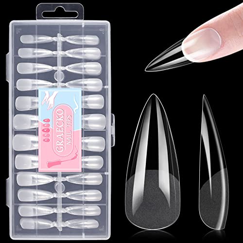 Gel Nail Tips 240 PCS 12 Sizes Soft Fake Nail Tips Clear False Press on Nail Tips