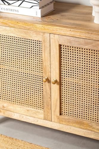 Image of Rattan Wooden Bookshelves Mango Wood