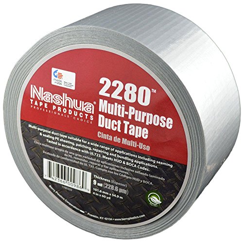 Image of Nashua 2280 Silver Duct Tape, All Purpose, Water Resistant, 4 inch x 60 yds, 1 Roll (Pack of 12)