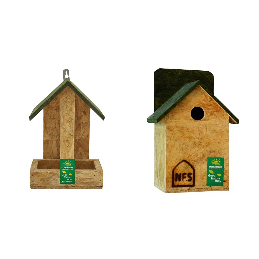 Nature Forever Hut Wooden Feeder, Brown & House Shaped Sparrow and Tit Nest Box, Brown (B09H5MCVQ4) Amazon Price History, Amazon Price Tracker