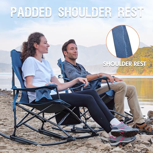 Portal Outdoor Rocking Chair Camping Folding Portable Rocker With Cup Holder Side Pocket Carry Bag thumb #5