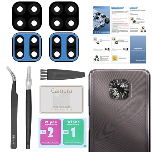 Senpinkboo 2 Pack Back Rear Camera Lens Glass Replacement for Motorola Moto G Power 2021 XT2117 with Pre-Installed Adhesive, Include Repair Tool Set+ Installation Manual+ Camera Lens Protector (Black)