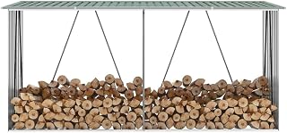 Vetnasa Garden Log Storage Shed Galvanised Steel 330x84x152 cm Green - 7083