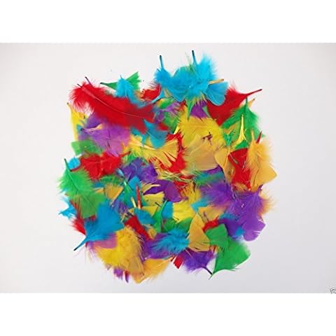 a2bsales 250+ Assorted Coloured Feathers Art Craft Collage Hats Costume Millinery Cover