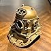 Vintage Diving Helmet Antique Metal Nautical Decor Ducker's Cap Golden Deep Sea Diver Model Maritime Explorer Sculpture for Home Office Mancave Desktop Ocean Presents for Scuba Divers Sea Lovers