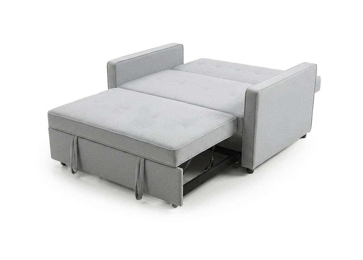 Sofá Cama 2 Plazas Clic Clac Terciopelo Gris, Convertible en Cama Doble 193x113 cm, Plegable con Cojines, Espuma Densidad 25 kg/m³, Diseño Moderno para Salón y Habitaciones Pequeñas
