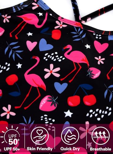 Image of Girls One Piece Swimsuits Summer UPF 50+ Quick Dry Beach Bathing Suit Cross Shoulder Strap Swimwear 2-10 Years