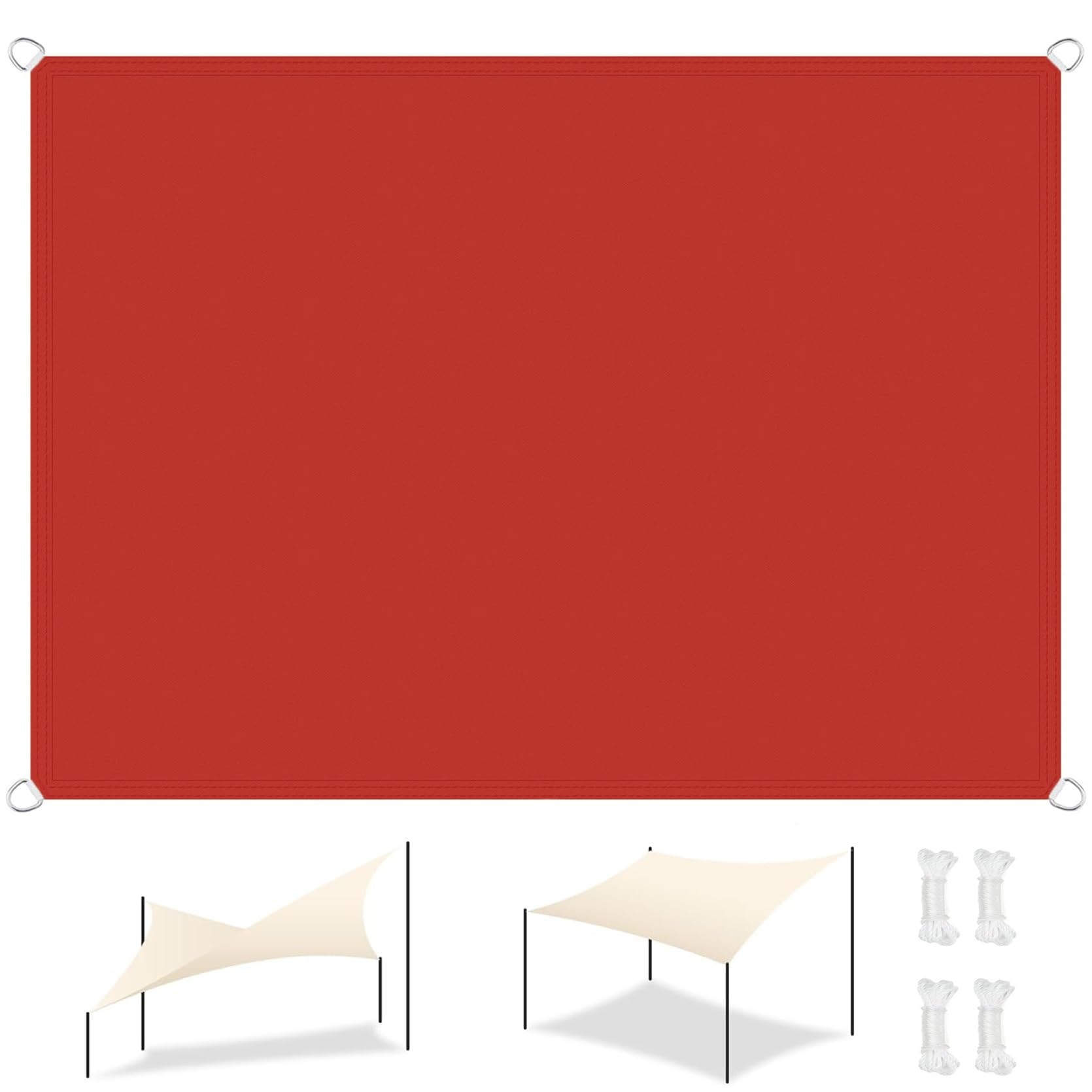 GLDYTVF Sun Shade Sail Canopy 3.5 x 3.5m Weather Resistant Durable Waterproof Square Sunscreen Awning for Outdoor Patio and Garden Red Color