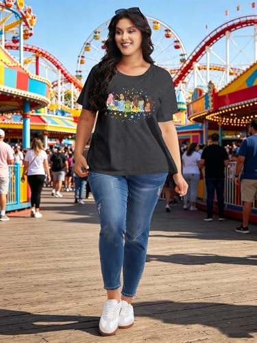 Image of NANYUAYA Plus Size Magic Shirts for Women Castle Kingdom Graphic Magical T Shirt Cute Holiday Princess Tee Vacation Tops