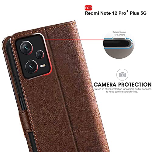 Image of TheGiftKart Flip Back Cover Case for Mi Redmi Note 12 Pro Plus 5G | Dual-Color Leather Finish | Inbuilt Stand & Pockets | Wallet Style Flip Back Case for Redmi Note 12 Pro Plus 5G (Brown & Coffee)