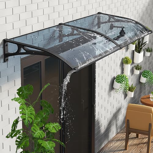 MKORMK Aluminum Bracket Awning Canopy - Black Exterior Window & Door Cover for Sun, Rain, Snow...