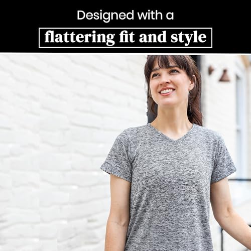 [5 Pack] Women’s Dry-Fit Wicking V-Neck T Shirts Activewear Running Yoga Workout Gym Tee Top4