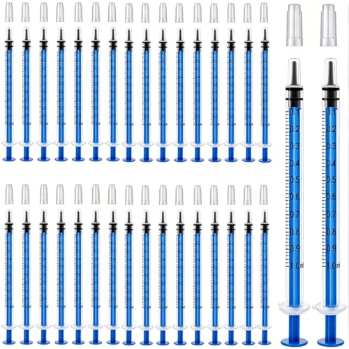 Gebildet 100pcs 1ml Spritzen Öl-Dosierungsspritze (ohne Nadeln)mit Kappen für Kleine Haustierfütterung Industrielle Präzisionsanwendung[Nicht medizinische Verwendung]