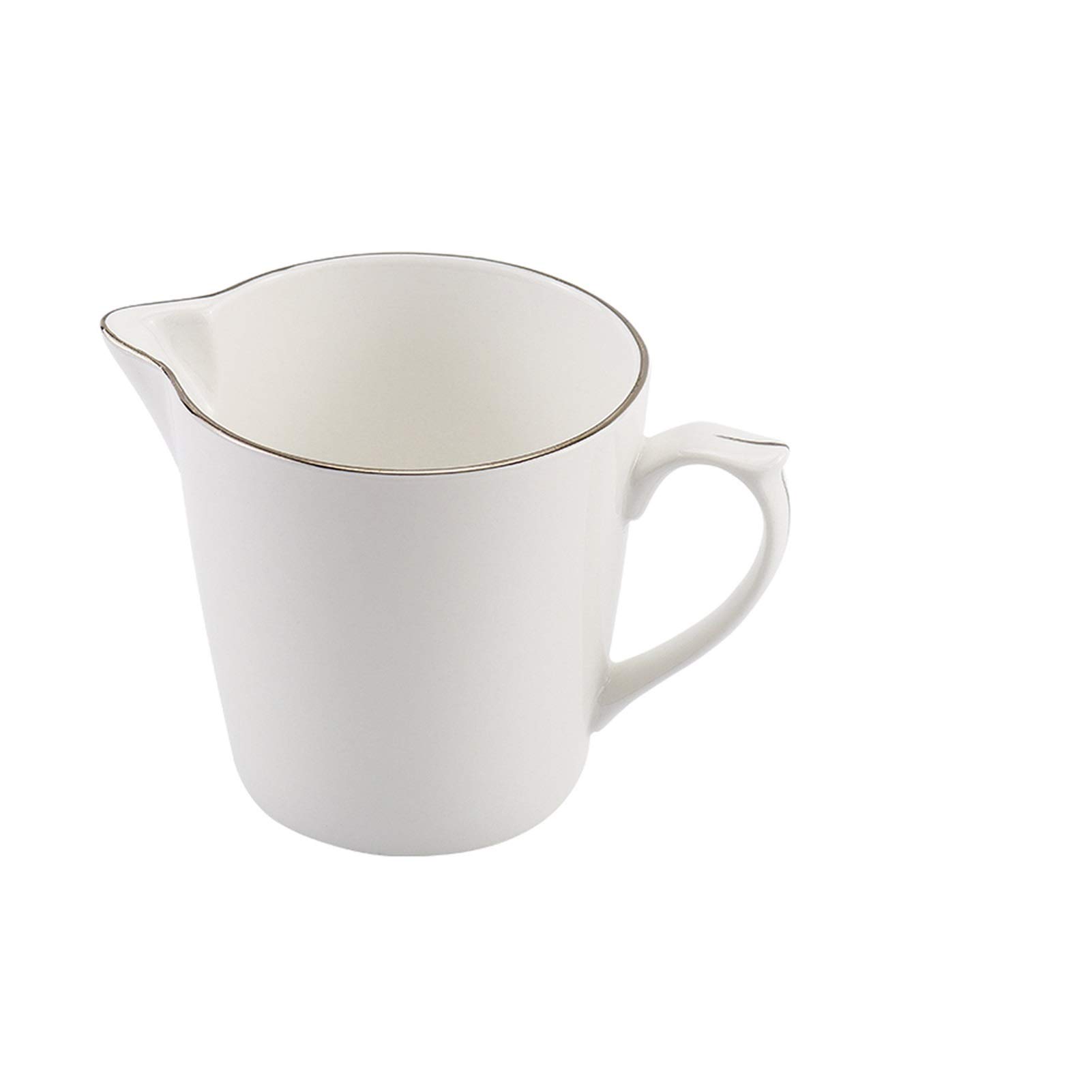 Mini pichet à crème Classique en céramique Blanche Pure avec poignée, pichet à Lait, pichet à café, Ensemble de crémier en Porcelaine, pichet à Sucre et crémier (Or Blanc) (Blanc C)