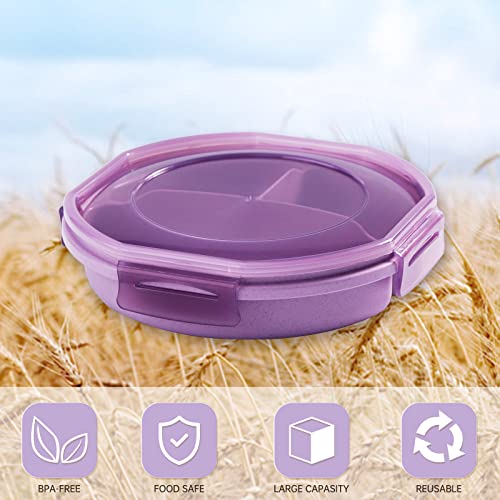 Bento Box, Lunch Box, Bento Box For Kids, Lunch Containers For Adults, All In One Lunch Containers, Kids Lunch Box, Baby Food Containers With 3 Compartments, Spoon, Fork And Mini Sauce Box (Purple) #TOP3