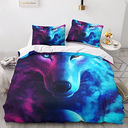 Loup 3D parures de lit housse de couette microfibre adulte